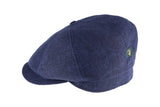 Mucros Driving Linen Flat Cap Navy Size XL