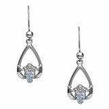 Boru Silver Earrings with clear CZ.