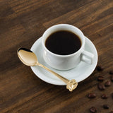 Fino Demi Spoon, Cup and Saucer Design, Gold Plated