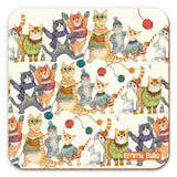 Kittens In Mittens Patterned Single Coaster