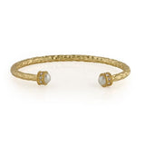Halcyon days Hammered Pearl gold Torque Bangle