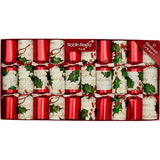Robin Reed Christmas Crackers 10 x 8-inch Crackers Red & Holly Design