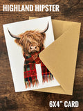 Art by Lana -Highland Hipster Highland Cow Card