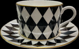 Halcyon Days Parterre Black & Gold Teacup & Saucer