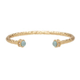 Halcyon Days Hammered Aquamarine Gold Torque Bangle