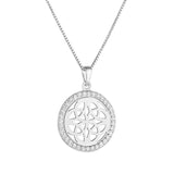 Solvar Sterling Silver CZ Round Celtic Knot Necklace