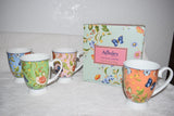 Aynsley Cottage Garden Set of 4 Fine China Footed Mugs