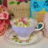 ACLT Elegant Floral Bouquet Gold in Lavender Teacup and Saucer