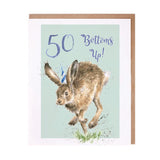 Wrendale 'Fifty Bottoms Up' Hare Birthday Card