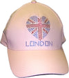 Ladies light Pink Baseball Cap with Heart Union Jack bling