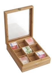 9 Compartment Bamboo Tea Box with Window – Taste Of Britain