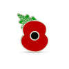 Poppy Pin Red Enamel Poppy Leaf Pin