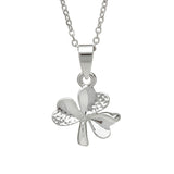 Woods Silver Plate Shamrock Pendant & Chain
