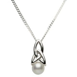 Shanore Celtic Jewelry Silver Trinity Pearl Pendant.