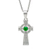 Woods Celtic Silver Plated Celtic Cross with Green Stone