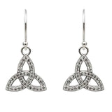 Shanore Celtic Jewelry White Swarovski Crystal Trinity Drop Earring.