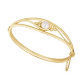 Solvar Gold Plated Trinity Bangle Bracelet with Pearl