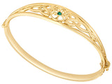 Solvar Gold Plated Bangle Tree of Life with Green stone