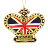 Decoration- Union Jack Crown Decoration With Pearls & Crystals