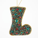 Decoration - Emerald Jester Boot Red Crystals Decoration