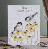 Wrendale 'Let Friendship Bloom' chickadee card
