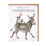 Wrendale 'Birthday Donkey Ride' Donkey Birthday Card