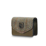 Islander of Scotland Card Case Leather & Chestnut Tweed Herringbone