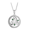 Solvar Silver Crystal Spiral Circle Pendant