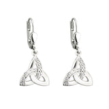 Solvar Sterling Silver Cz Trinity Knot Drop Earrings
