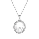 Solvar Sterling Silver Round Claddagh Necklace