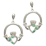 Shanore Celtic Jewelry Silver with Green CZ Earrings.