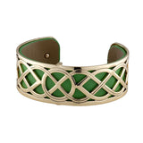 Solvar Gold Plated Green Leather Celtic Knot Cuff