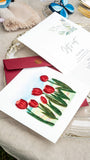 Quilling card Red Tulip Field