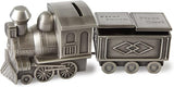 Jiallo Pewter Plated Train Bank, Tooth and Curl Boxes Set