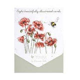Wrendale Poppies and Bee Notecard Pack
