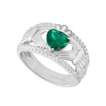 Solvar Silver Cz Chunky Celtic Claddagh Band Ring Size 9