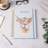 Wrendale 'Daisy Coo' highland cow large spiral bound journal A4