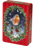 Churchills Belgian Chocolate Winter Robin Biscuit Tin 300g
