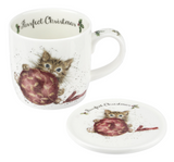Wrendale Designs Mug & Coaster Set Purrfect Christmas, Kitten