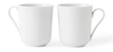Rhombe White Porcelain Mugs 2pc set