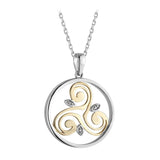 Solvar Gold and Silver Diamond Round Spiral Pendant