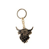 Highland Coo Enamel Keyring Black & Gold
