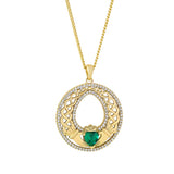 Solvar Green Cz Celtic Claddagh Round Gold Plated Pendant