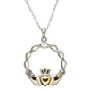 Shanore Celtic Jewelry Silver with Gold Plated Claddagh Pendant.