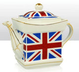 Union Jack Teapot Square Ceramic with a Flag that Sparkles