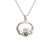 Galway Green Crystal Sparkle Claddagh Sterling Silver Pendant