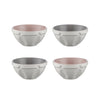 Mason Cash Set of 4 Preparation Bowls white with pink interior and 2 white with gray interior