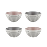 Mason Cash Set of 4 Preparation Bowls white with pink interior and 2 white with gray interior