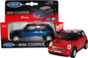 Blue Mini Cooper New car with Union Jack Roof