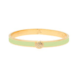 Halcyon Days Bangle Skinny Pave Button Green & Gold 6mm